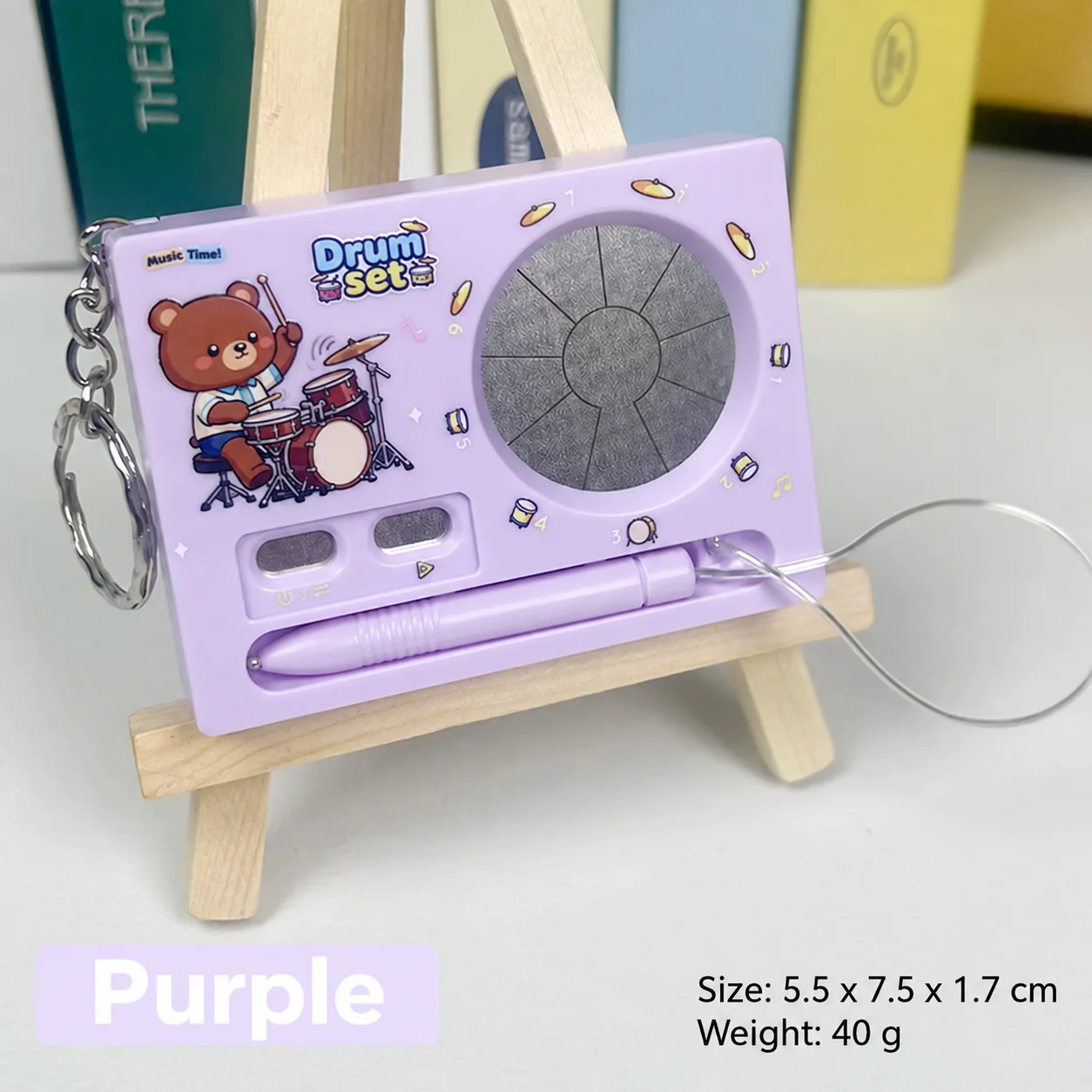 Mini Electronic Drum & Piano Music Keychain, Recordable Touchscreen Cartoon Charm, Fun Stress-Relief Fidget Toy